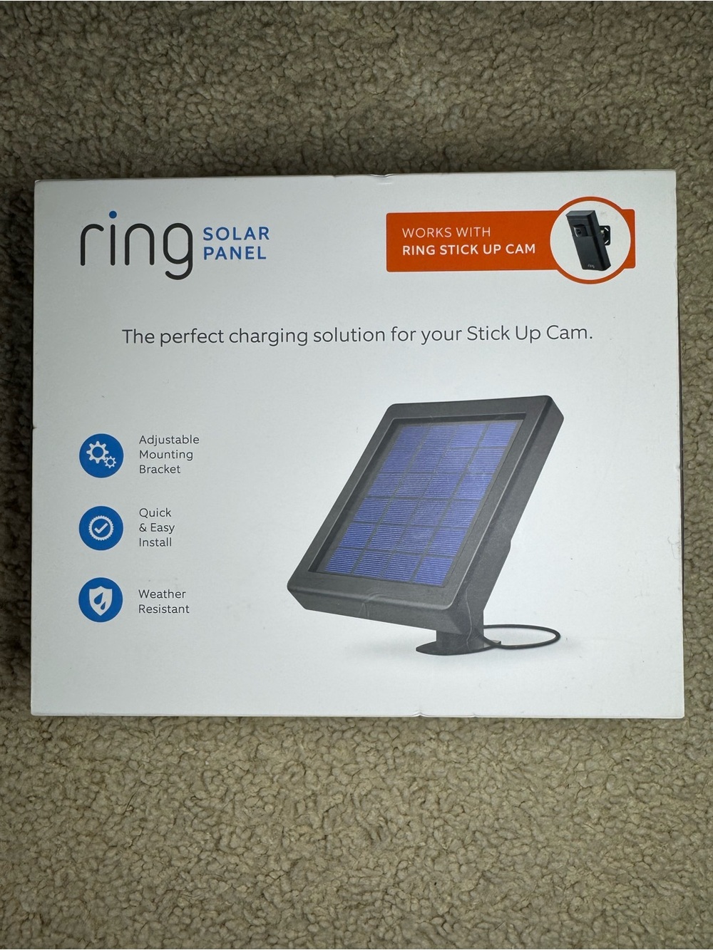 Ring Solar Panel for Stick Up Cam Weather Resistant Adjustable Bracket Sealed
